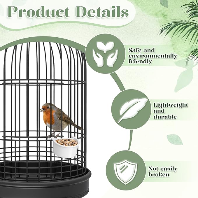 6 Pcs Bird Feeder for Cage Plastic Bird Food Feeder Hanging Feeding Drinking Bowl Seed Container White Food Dishes Bowl for Small Birds Parakeet