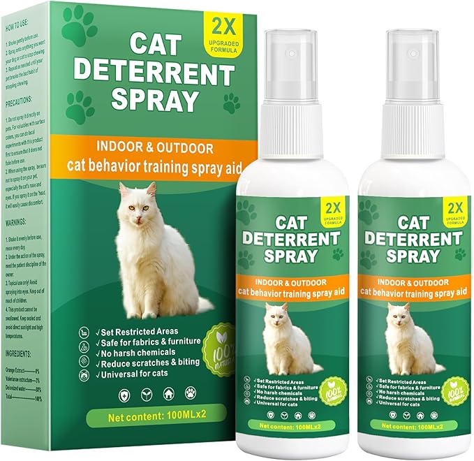 Cat Deterrent Spray - Natural & EffectiveIndoor & Outdoor Deterrent for FurnitureProtection, Stop Cat Destruction Anti-ScratchFormula Training Aid for Cats