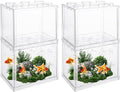 QTLCOHD 4 Pack Small Betta Fish Tank, 0.6 Gallon Mini Aquarium Tank, Clear Stackable Fish Bowl, Acrylic Tiny Cube Tank for Beta Fish Sea Monkeys Shrimp Snails