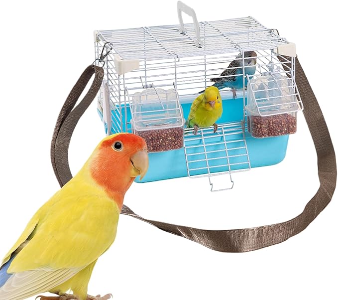Bird Cage - Lightweight Portable Carrier with Handle, Secure Travel Housing Solution, Durable Ventilated Small Animal Enclosure, Easy Access Door Design | Pet Transport for Cockatiels, Budgies
