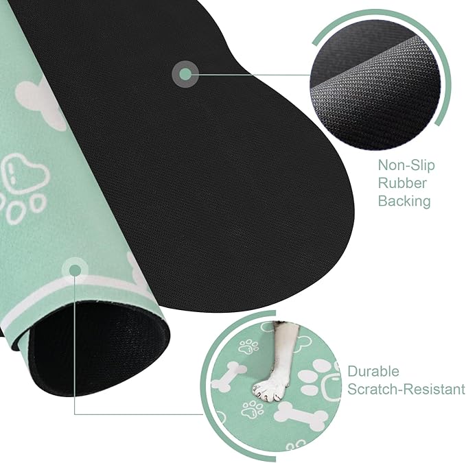 Dog Cat Mat for Food and Water,Rapid Absorbent Pet Feeding Mat, Bone Shaped Dog Placemat Bowl Mat with Rubber Backing,No Stains Pet Food Mats Indoor, Pet Accessories Supplies,Brown 12"×18"