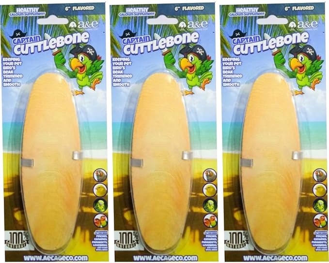 A&E Cage Company 3 Pack of Captain Cuttlebones, 6 Inch, Flavored