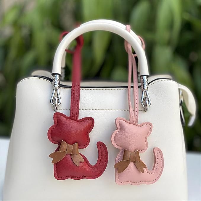 Soft Leather Bow Charm Handmade Fashionable Cat-Themed for Phone Camera Strap & Collar Decoration Stylish Bowknot Bag Charm