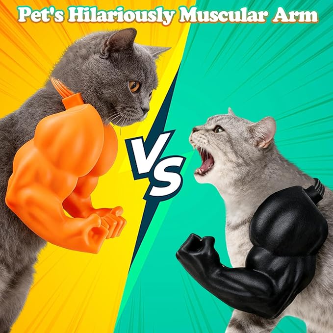 babyye Cat Toys Muscle Arms, Funny Printed Cat's Neck Arm with Muscle, Christmas Cats Costume Accessory for Pet Dress-Up, Cosplay, Parties & Photos (Orange)