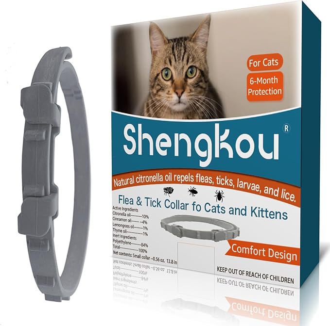 Cat Flea & Tick Collar - Premium Plant-Based Essential Oils, Waterproof, 6-Month Protection for Small Kittens, 1 Pack
