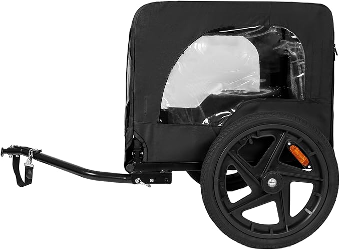 Heavy-Duty Dog Bike Trailer & Collapsible Pet Carrier for Bike with 16-Inch All-Terrain Wheels, Universal Hitch, Safety Flag & Weather-Resistant Design for Outdoor Adventures