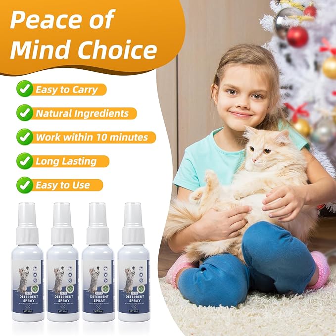 Cat Deterrent Spray 50ml: 4PCS No Scratch Spray for Cats, Cat Scratch Spray Outdoor Indoor - Cat Scratch Deterrent for Furniture, Sofas, Rugs, Curtains, Plants