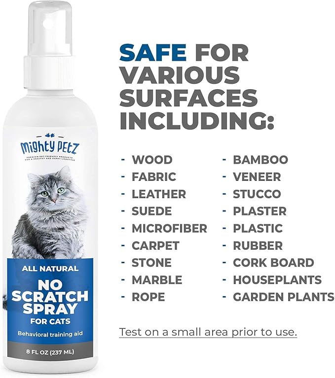 Mighty Petz Cat Deterrent Spray - Cat Indoor Repellent for Furniture, Plants, Couch Protector. Safe, Non-Toxic Anti Scratch Spray Made with Natural Ingredients: Vanilla Cinnamon, 8 oz