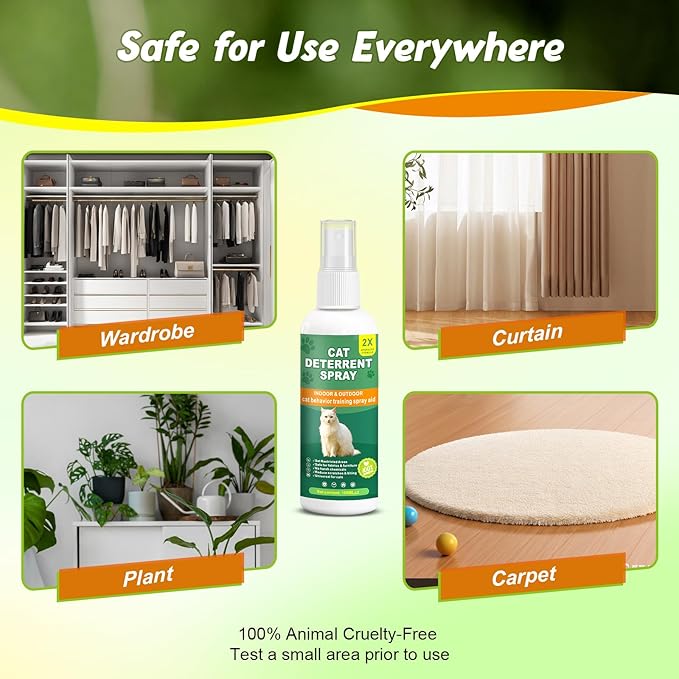 Cat Deterrent Spray - Natural & EffectiveIndoor & Outdoor Deterrent for FurnitureProtection, Stop Cat Destruction Anti-ScratchFormula Training Aid for Cats