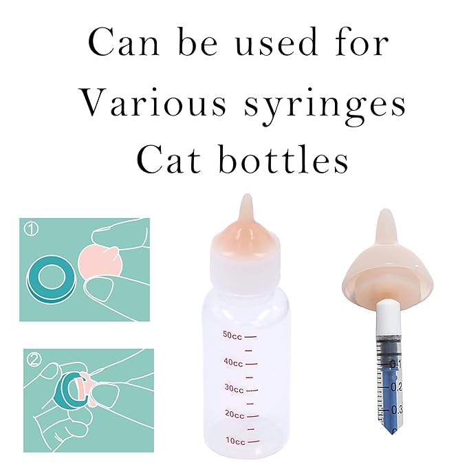 Feeding Nipple and Syringes,Puppy Kitten Nipple for Nursing, Newborn Baby Dog Cat Rabbit Feeding Nipple with Nipples Feeder Kit