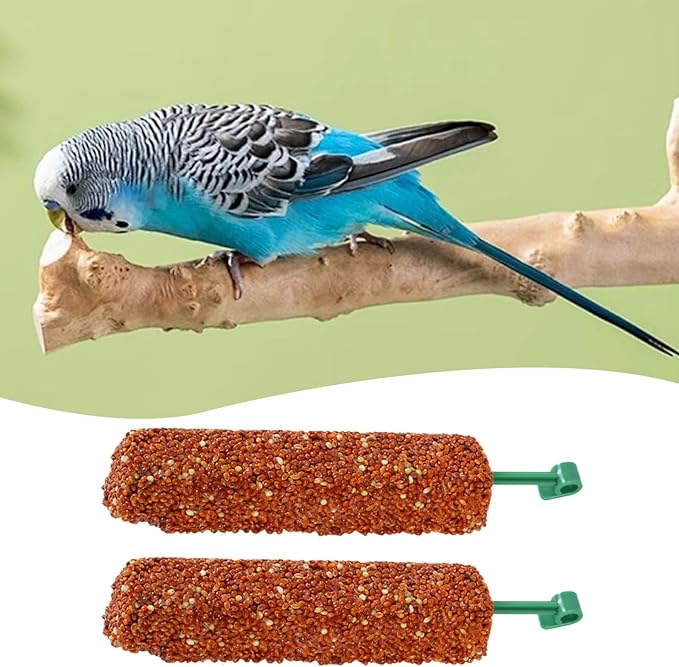 Bird Treat Stick Set, Chewing Training Reward Snacks, Multi Species Nutrition for Cockatiel Finch and Parrot, Natural Seed Blend Formula, Free Hanging Design, Healthy Enrichment Support