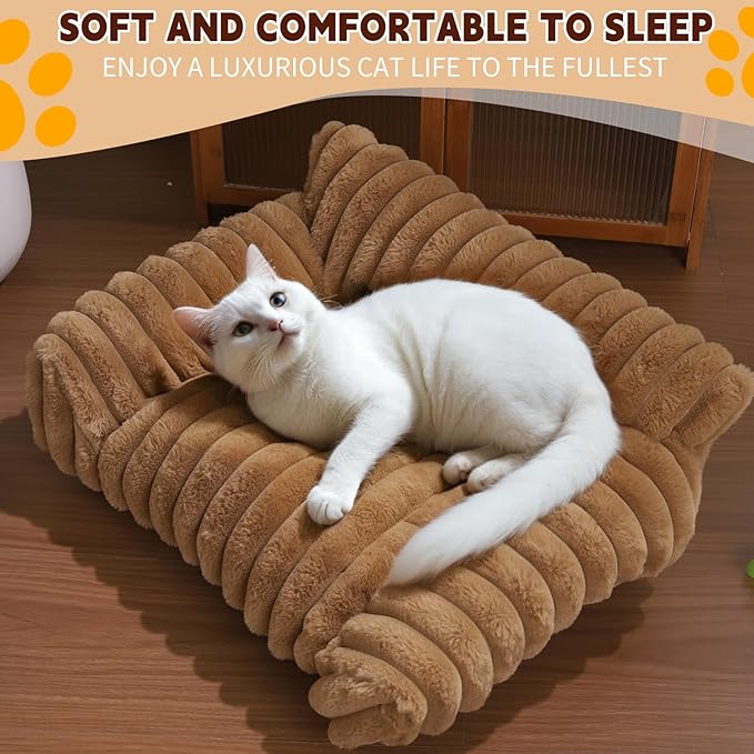 Indoor Pet Sofa Bed | Cat Sofa Bed, Soft Square Pet Bed, Indoor Non-Slip Cat Bed, Comfortable Plush, Suitable for Small to Medium Cats and Dogs (Gray, M(23.62 * 17.71 * 9.84in))