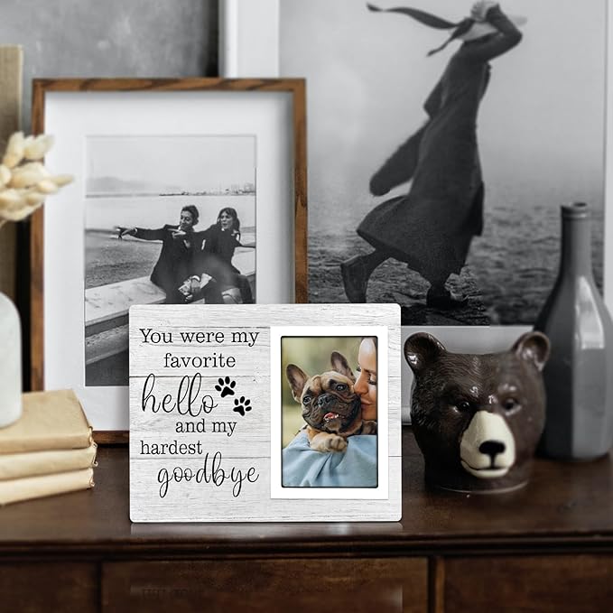 SteadStyle Dog Memorial Picture Frame, Sympathy Gift for Loss of Dog, Fits 5x7in Photo