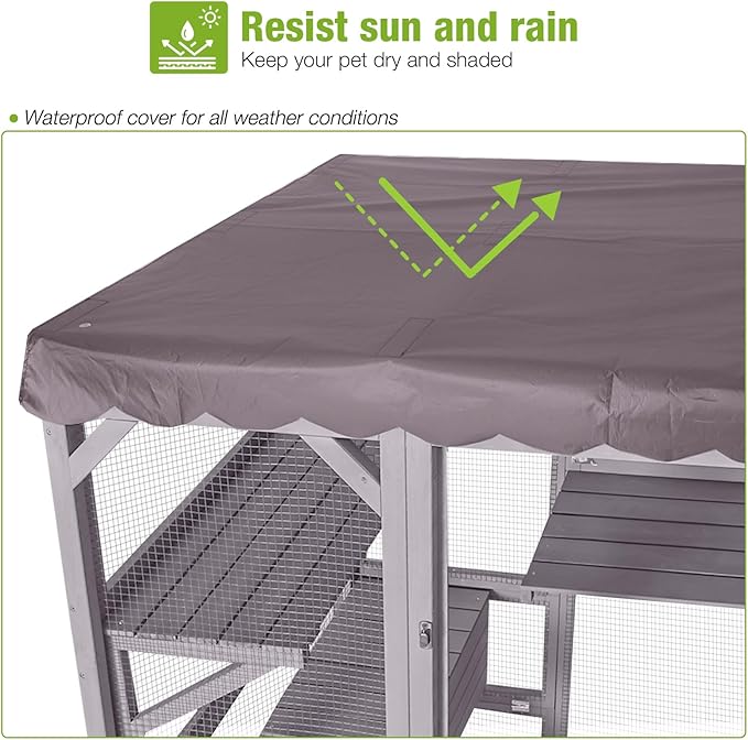 GUTINNEEN Catio Outdoor Cat Enclosure Large Walk in Window Cat House for Mulitiple Cats with 7 Platforms and 2 Resting Box,Tarp Roof,71 inch