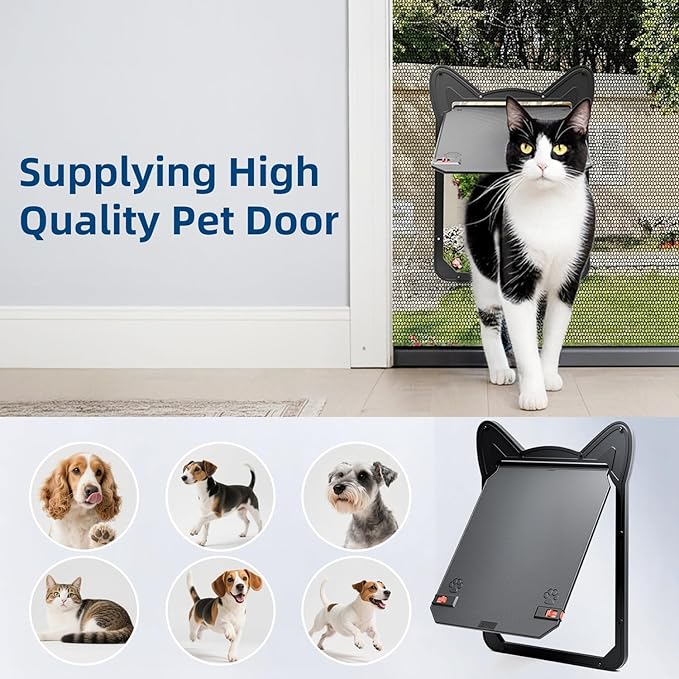 Pet Screen Door for Dogs & Cats - Heavy Duty Magnetic Lockable Flap, Inside Door 11.1x8.94inch, Easy Install for Sliding Glass/Patio Doors Screen, Scratch-Resistant & Security Latch (Size XL)