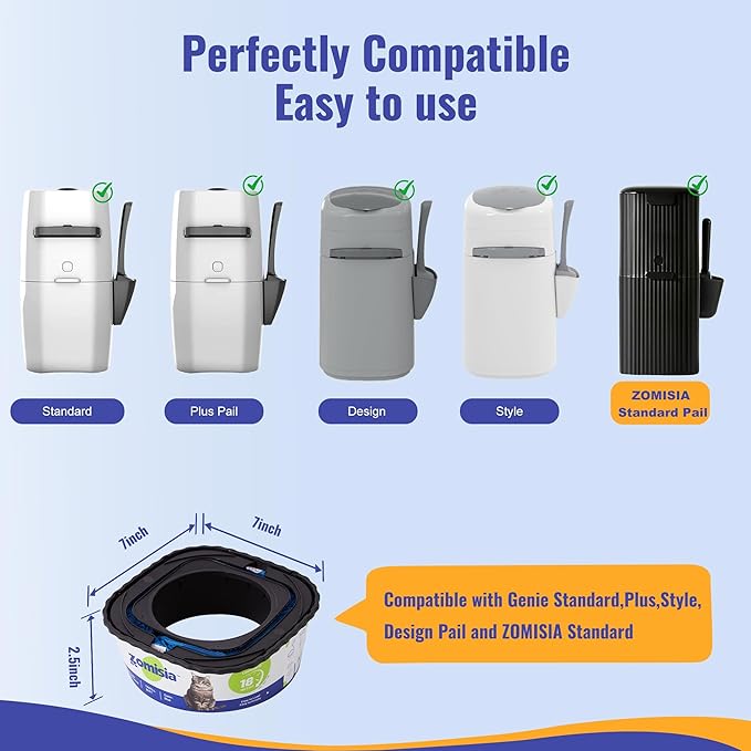 4 Pack Cat Litter Refill Bags, Non-See-Through Jumbo 120FT Cartridge Refill Total Up to Over 16 Months Per Cat for Odor Control, Compatible with Genie Standard, Plus, Style, Design