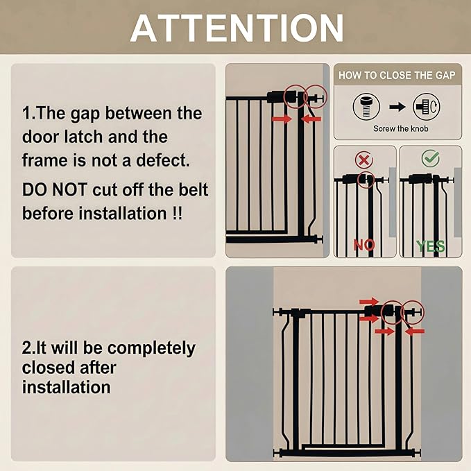 Extra Wide Baby Gate 85.8-90.5 Inch, Pressure Mounted No Drilling, for Stairs & Doorways, Metal Black Indoor Safety Gate for Kids and Dogs