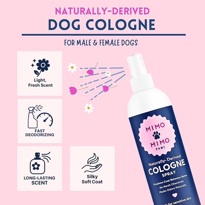 Dog Deodorizing Cologne Spray16 oz Odor Eliminator, Fresh Scent, Pet Safe Ingredients Dog & Cat Perfume, Long-Lasting Between Baths, No Parabens or Alcohol, Sensitive Skin Safe, Made in USA
