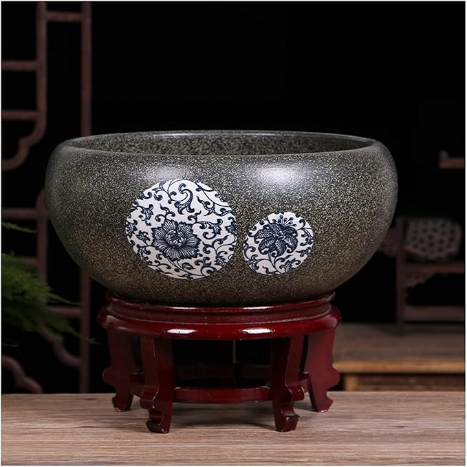 Fish Bowls Hydroponic Plant Container Aquarium Fish Tankchinese Style Ceramic Goldfish Bowl Home Living Room Office Desktop Fish Culture Bowl Aquarium Starter Kits Aquarium Entry Fish Tank ( Color : C