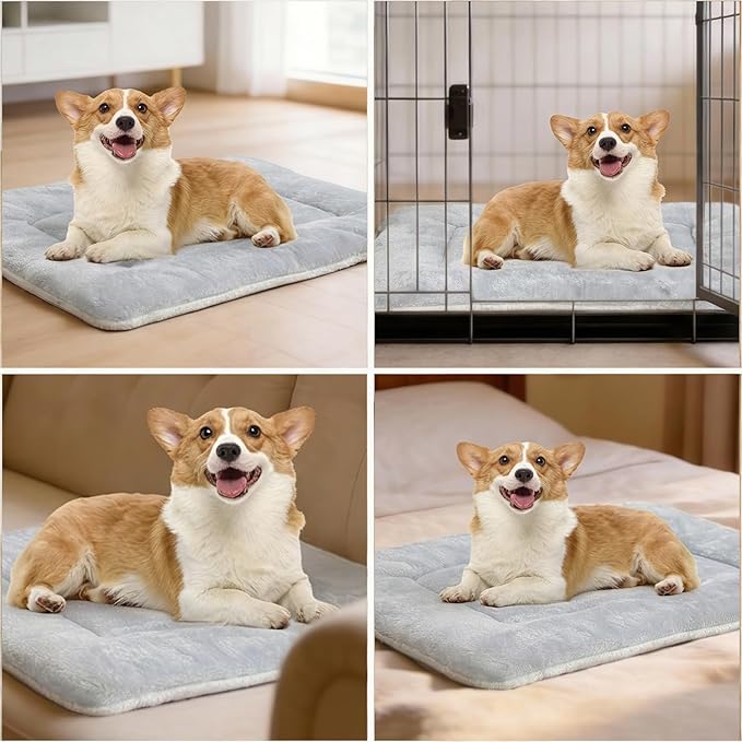 2 Pack Large Cat Bed Mat - 18"x24"(45x60cm) Extra Thick 5cm Soft Self Warming Pet Pad, Reversible Washable Cat Sleeping Mat for Indoor Outdoor Cats Kittens Small Dogs, Thermal Pet Bed Cushion Grey