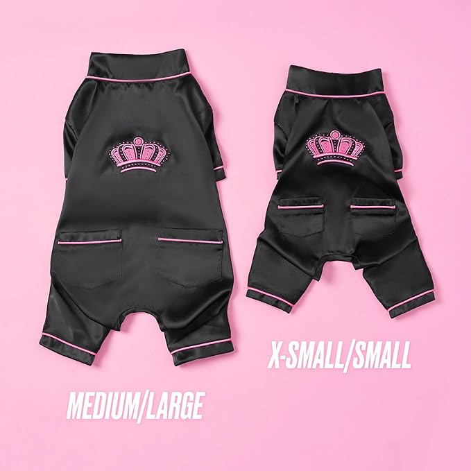 Juicy Couture Silky Satin Pajamas for Dogs and Cats - Black - Extra Small/Small Pet PJs