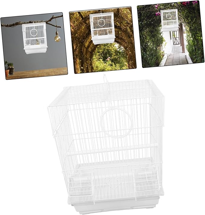 VILLCASE Portable Lightweight Parrot Travel Cage for Pearl Jade Finches and Painted Eyebrow Birds Iron Pet Carrier with Enhanced Air Circulation Convenient Outdoor Bird Carrier for Walking