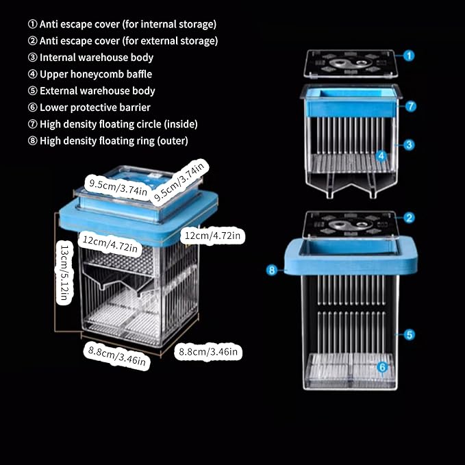 Aquarium Clear Breeding Box Double-Layer Hatchery Incubator for Fish Fry Shrimp Isolation & Spawning Adjustable Partition Fish Breeding Tanks