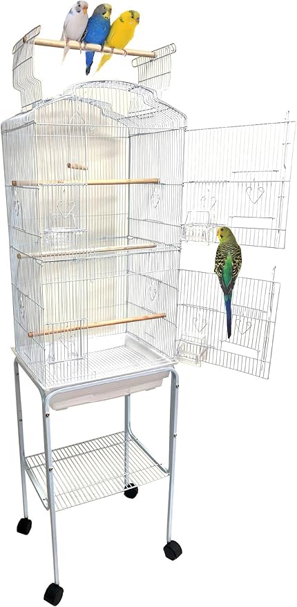 62-inch Open Top Parakeet Lovebirds Flight Cage with Rolling Stand for Finches Canaries Cockatiels Budgie Parrotlet Conures Pet Birdcage