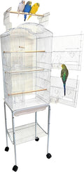 62-inch Open Top Parakeet Lovebirds Flight Cage with Rolling Stand for Finches Canaries Cockatiels Budgie Parrotlet Conures Pet Birdcage