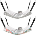 Jetec 2 Pack Cat Hammock for Cage, Catio Accessories Reversible Soft Cats Bed with Adjustable Straps and Hooks Double-Sided Linen and Fleece Hanging Hammock for Cats, Kitten(Geometry Pattern,L)