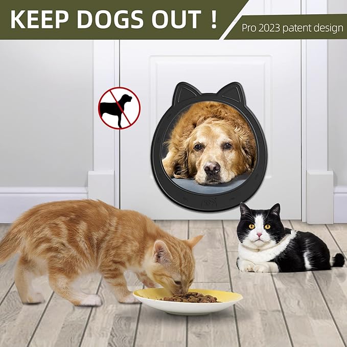 Large Cat Door, Cat Door Interior Door, No Flap Cat Door, Easy to Install, Strong Pet Door for Cat, No Training, Up to 22 LBS,Black