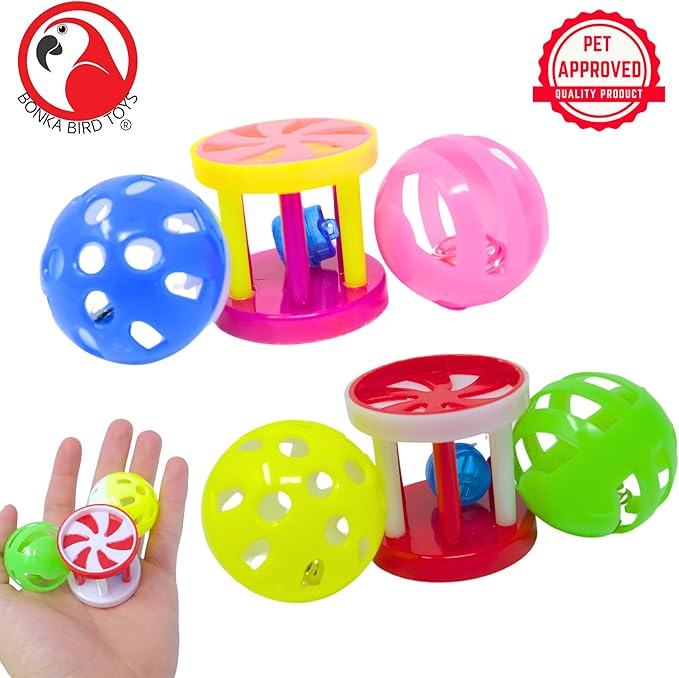 1195 Pk2 Play Three Bonka Bird Toys Foot Colorful Durable Parrot Quaker Parrotlet Budgie Finch