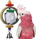Super Bird Creations SB628 Tape Dispenser Bird Toy - Cardboard Bagel with Machine Paper, Chewable & Shredding Components, Sensory Bell, African Greys Parrots Small Cockatoos, Large Bird Size 14"x5"