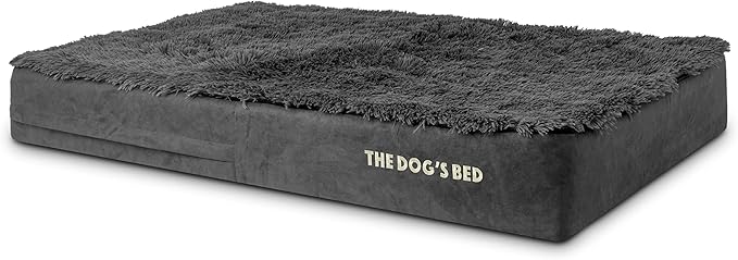 The Dog’s Bed Orthopedic Memory Foam Dog Bed Mattress,Fur Fabric,Grey Fur, XL, 6-Inch
