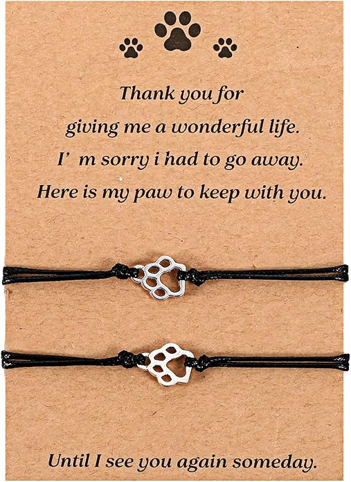 Cat Memorial 2PCs Gifts for Loss of Cat Pet Paw Bracelet for Women Men for Cat Passing Away Gifts for Cat Lovers Bereavement Gifts for Cat Lover Memory Gifts Loss of Furry Friend Sympathy Gift