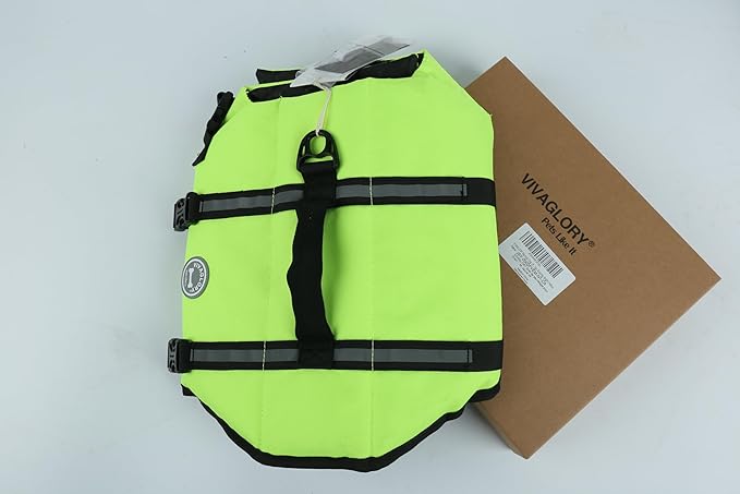 VIVAGLORY Rip Stop Dog Life Vest, Swimming Vest with Handle, Buoyancy for Doggy Puppy, Dog Life Jacket for Swimming & Boating, S, Bright Yellow