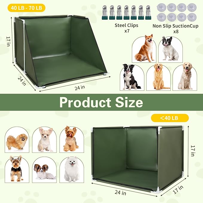 24x24x17.7 Dog Pee Pad Holder with High Walls,Waterproof Puppy Litter Box,Foldable Indoor Dog Potty,No Spill Pet Toilet for Small/Medium Puppy, Easy Clean,Army Green