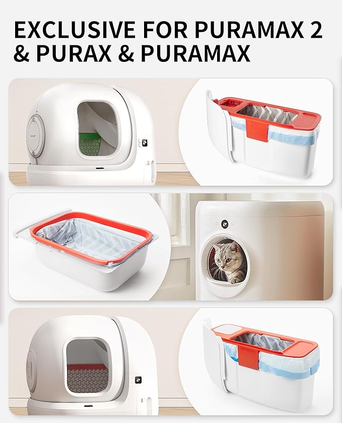 PETKIT PuraX PuraMax Replaced Waste Bags-1 Roll, Portable Cat Litter Waste Receptacles Bags for Self-Cleaning Cat Litter Box