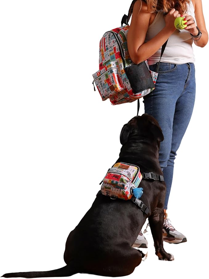 Pawlook Dog Backpack Harness – Street Smart | Waterproof, Adjustable, Breathable – Leash Attachment D-Rings, Poop Bag Pocket – Small & Medium Dogs – 8 Styles Traveller Small