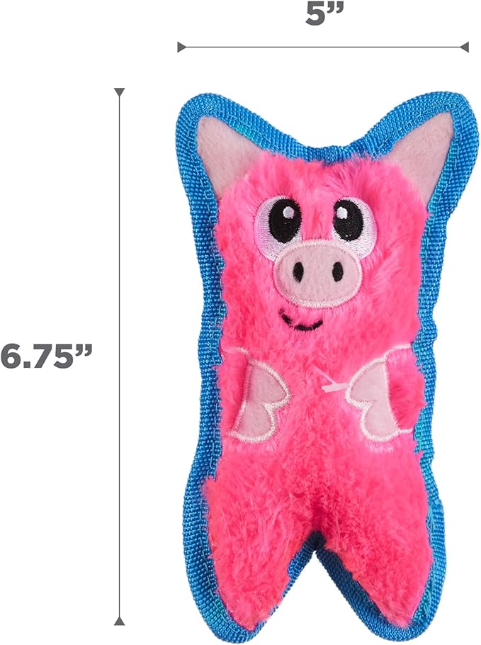 Outward Hound Durablez Minis – Squeaky Plush Dog Toy, No Stuffing for Less Mess, Interactive & Tough, Jumbo Squeaker, Puppies & Small Dogs, Pig, 6.8"