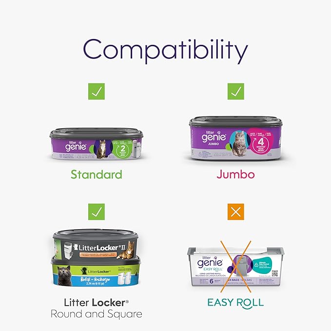 Litter Genie Refill Bags | Stand Alone Genuine Film 6 pk | Compatible with Litter Genie Standard and Jumbo Refills | Ultimate Odor Control Cat Litter Bags | Up to 12 Months of Supply for one cat