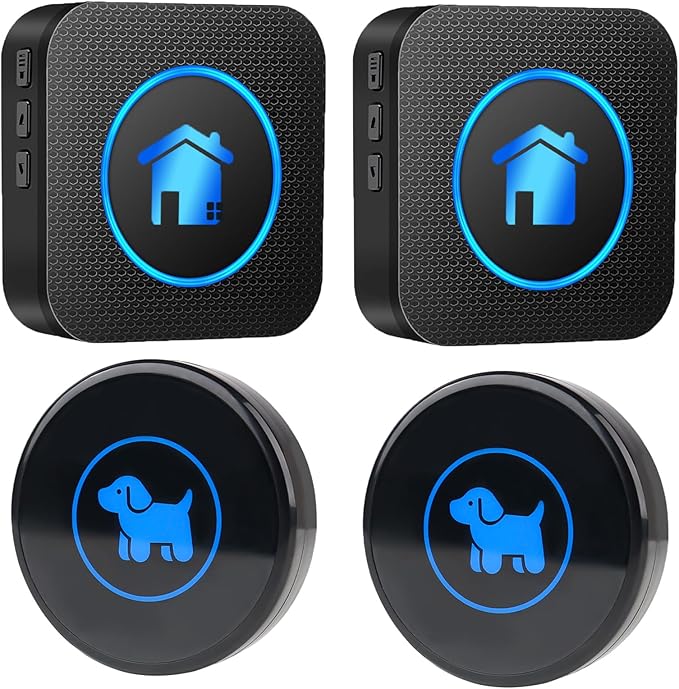 Dog Door Bell(2026 Enhanced Touch), Wireless Dog Doorbells for Potty Training – Dog Bells to Go Outside, 1000Feet Range, Waterproof Button, 55 Melodies & 5 Notification Modes (2 Receivers+2Buttons)