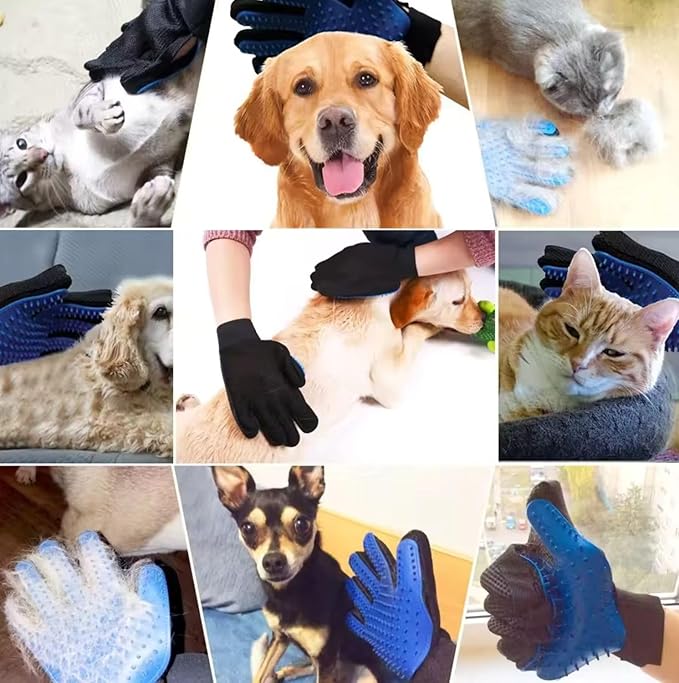 Pet Grooming Glove-Pet Hair Remover Glove- Perfect pet Cleaning Brush Glove- Perfect Washing Glove Brush of The Dog & pet for Short and Long Fur - 1 Pack (Right-Hand), Blue