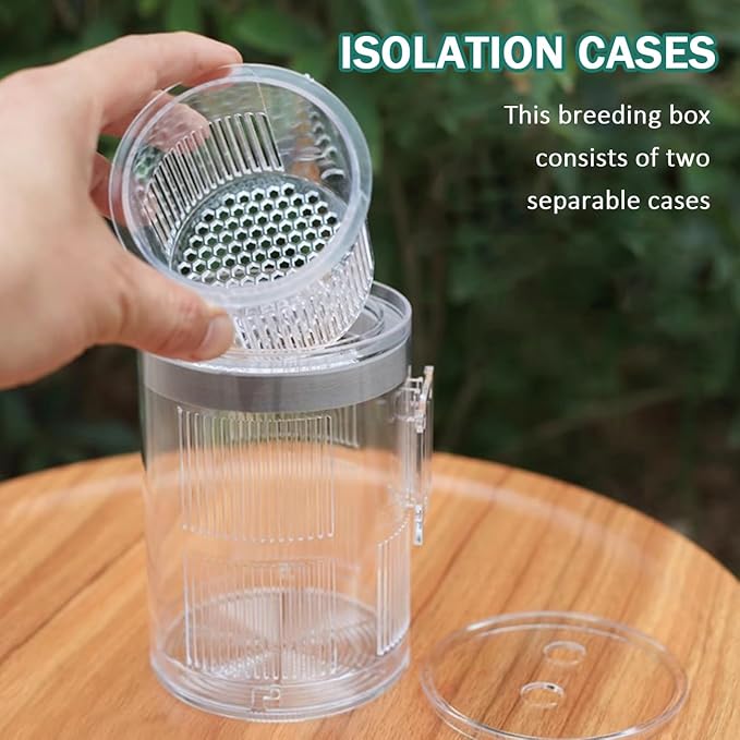 La La Pet Floating Fish Breeding Isolation Box with Suction Cups 270°Flowing Water Propagation Separate Parent and Baby Fishes Transparent Hatching Boxes Incubator for Tanks Large