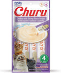 INABA Churu Cat Treats, Grain-Free, Lickable, Squeezable Creamy Purée Cat Treat/Topper with Vitamin E & Taurine, 0.5 Ounces Each Tube, 4 Tubes, Chicken with Shrimp Recipe