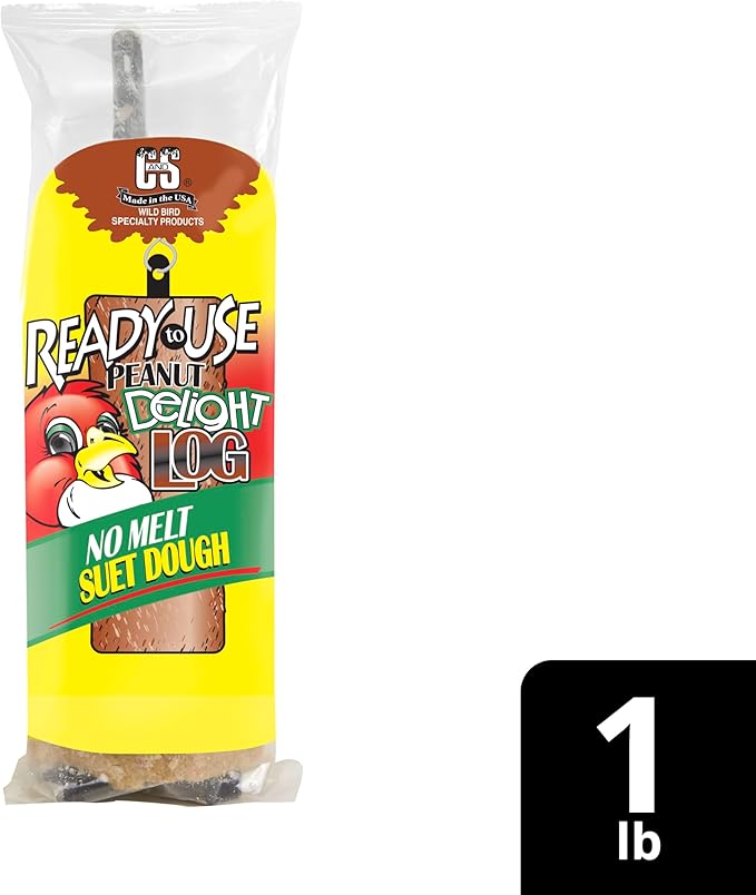 C&S Peanut Delight No Melt Suet Dough Log, Suet Dough for Wild Birds, 1 pound