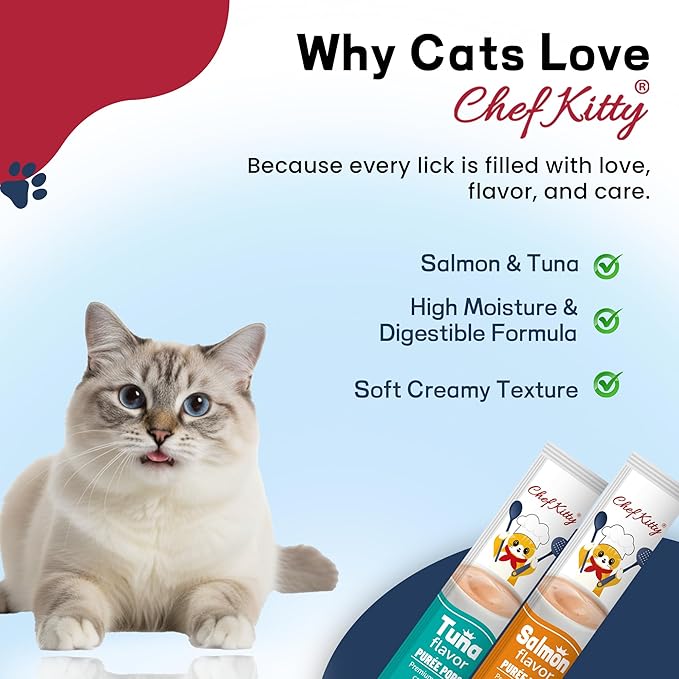 Cat Treats Lickable | Grain-Free Tuna & Salmon Cat Treats | Creamy Puree Squeeze Ups with Vitamin E & Taurine, Digestible Formula | 0.5 oz. Each Tube, Seafood Mix Variety | 20 Tubes