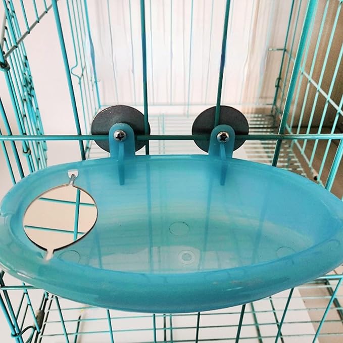 Bird Bathtub with Mirror Portable Bird Bath Bird Bathroom for Pet Parrots Bathing Tub Bath Box Bird Shower Bathtub Bird Cage Accessories (with Double Sided Mirror)