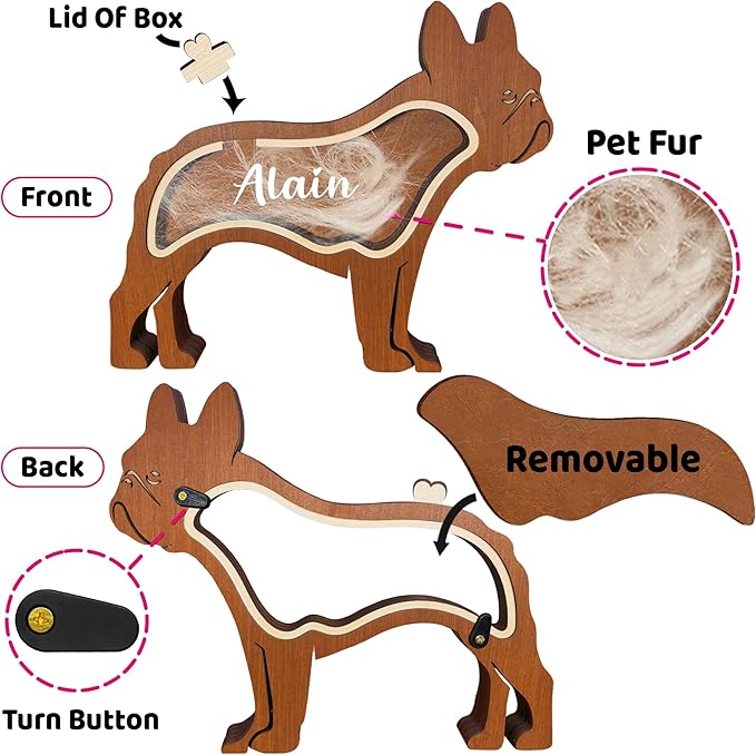 Personalized German Shepherd Ashes Keepsake Box Wooden Pet Fur Gifts Unique Dog Shape Standable Table Decor Memorial Display Box for Small Urns Idea Gift Pet Lover Family Friend Storing Hair Teeth