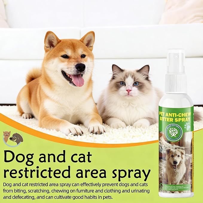 120ml Pet Anti-Chew Bitter Spray for Dogs and Cats, Safe Training Solution to Prevent Chewing and Licking on Furniture, Shoes, Bandages, and Household Items